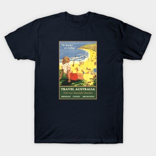 Vintage Travel Australia Ad | The Beaches Are Calling T-Shirt